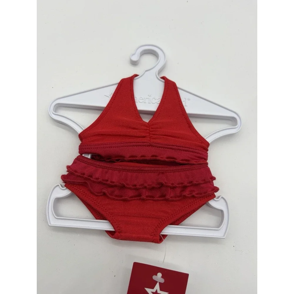 American Girl Red Ruffled Swimsuit 2009- Doll Bathing Suit Bikini